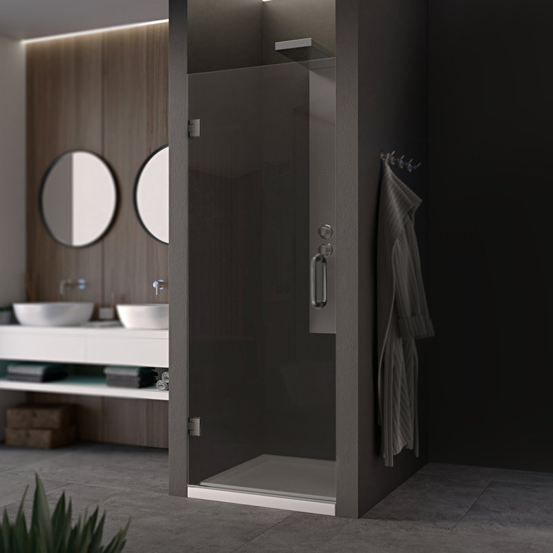 Porte de douche à charnière 72 "H, Nickel