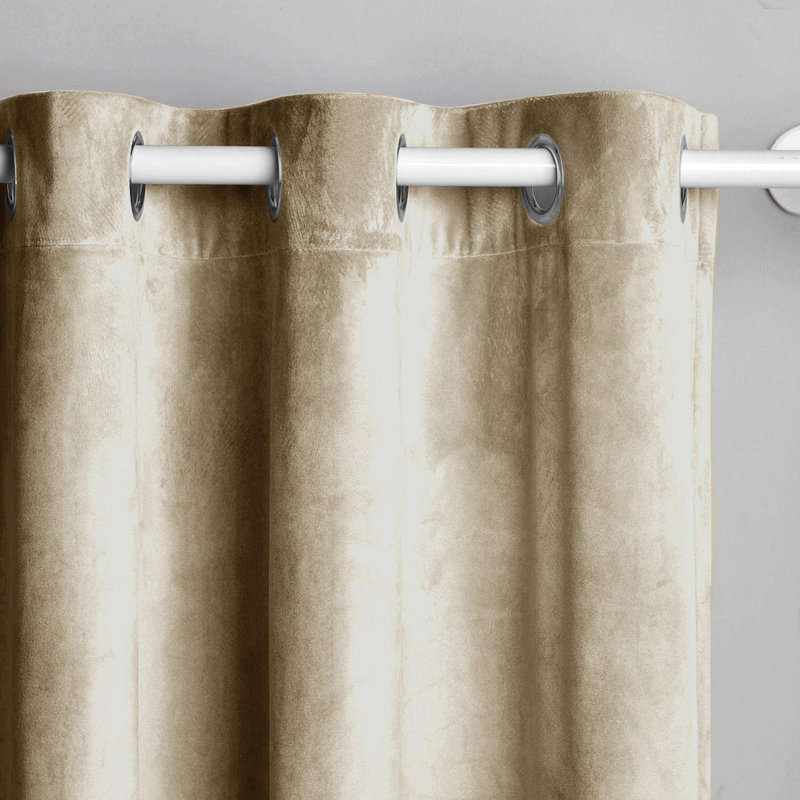 Karelyn Velvet Sheer Eyelet Curtain, Beige, 228.6cm Width x 228.6cm Drop