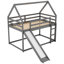 Twin Size Bunk House Bed With Slide And Ladder-1870893319