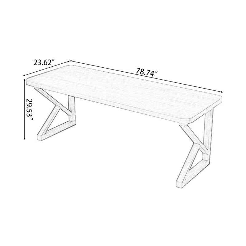 Bureaux rectangulaires en bois massif Burlywood, H 29,53 po x l 78,74 po x P 23,62 po