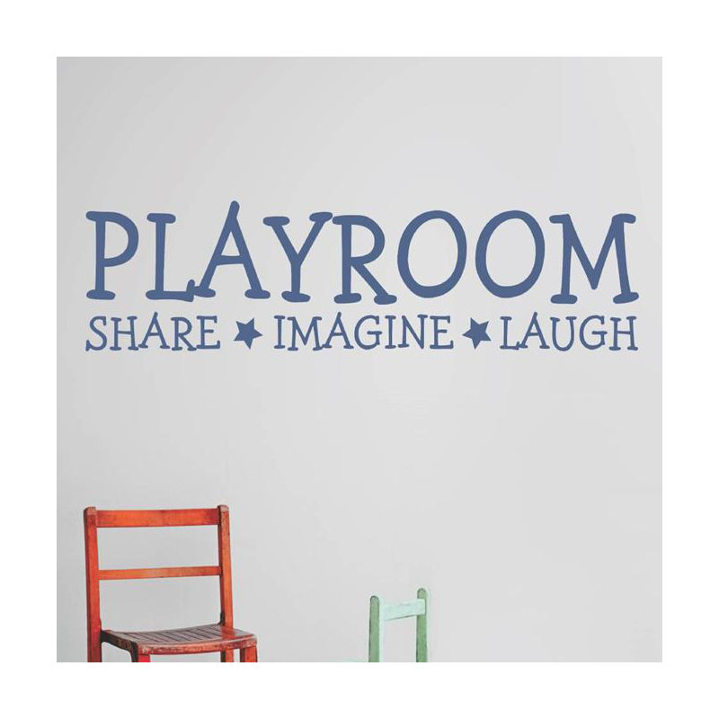 Décalcomanie murale salle jeux share imagine, H 10 po x l 40 po x P 0,16 po, Bleu
