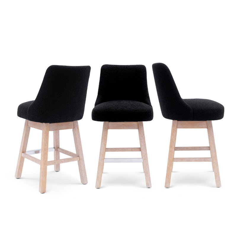 Swivel Upholstered Counter Stool, Black
