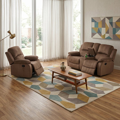 Ensemble de 2 fauteuils et fauteuil de détente relaxants en ananas brun Relaxo