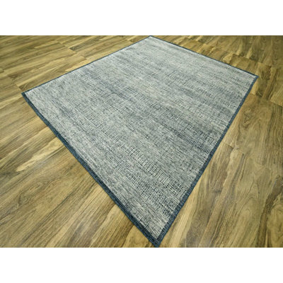 8'2" x 10'0" New Hand Knotted Blue Wool Rectangle Oriental Rug - MOA10276710