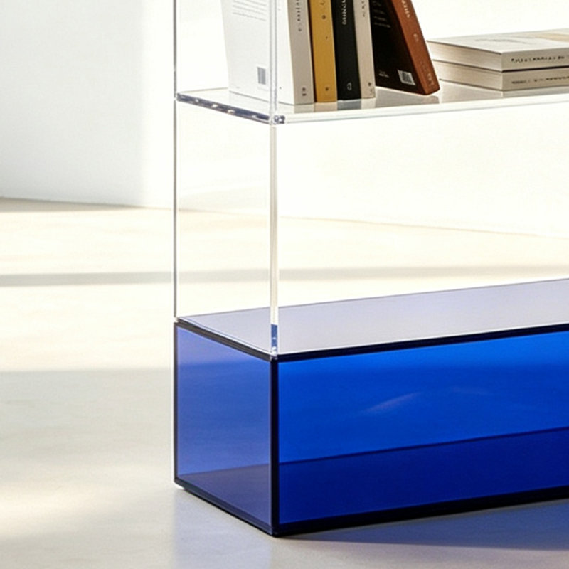 Bibliothèque vitrine en acrylique transparent en arc, H 55,12 po x l 23,62 po x P 11,81 po, Bleu