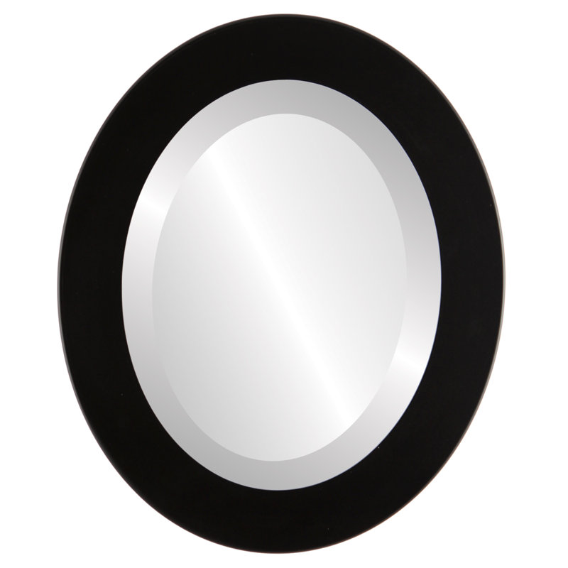 Menlo Wood Flat Wall Mirror, Matte Black, 28" H x 24" W