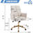 Mid-Back Liftable Office Chair With White Corduroy Striped, Ergonomic And A Dazzling Golden Basis Striped Corduroy, Stable Seat Base-540299716