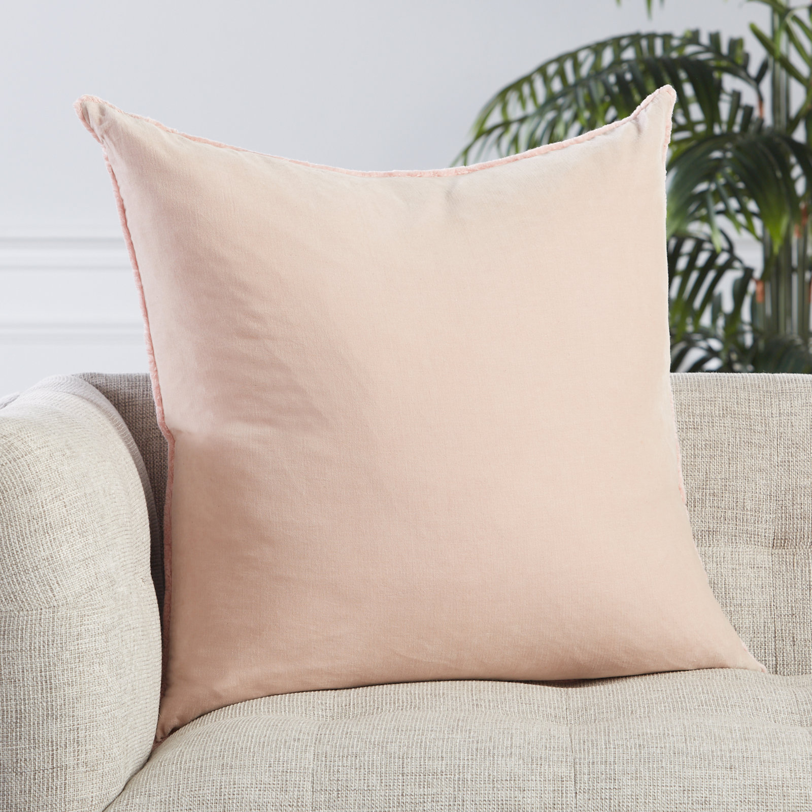 Kam Fringed Cotton Throw Pillow, Pillow Cover Only - No Insert, Light Pink
