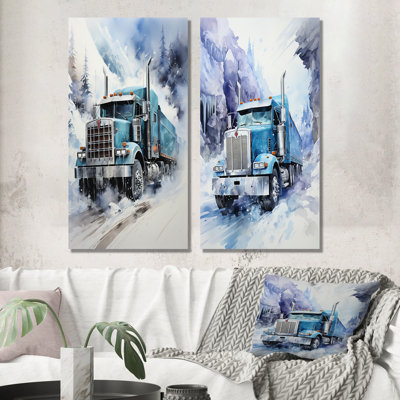 «Turquoise Semi Truck Arctic Hauler», 2 pièces