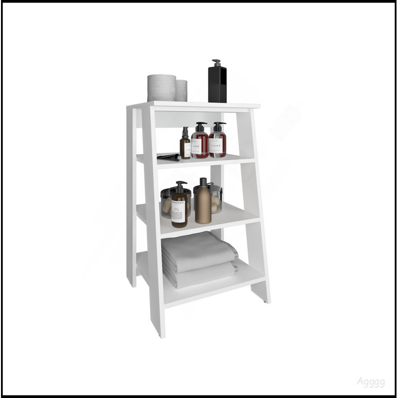 Linen Cabinet 29.7"H, Four Shelves, Vertical, White, White