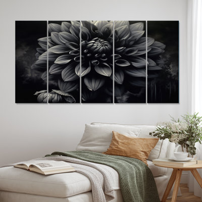 «Black White Garden Dahlia», palette de 5 pièces sur toile