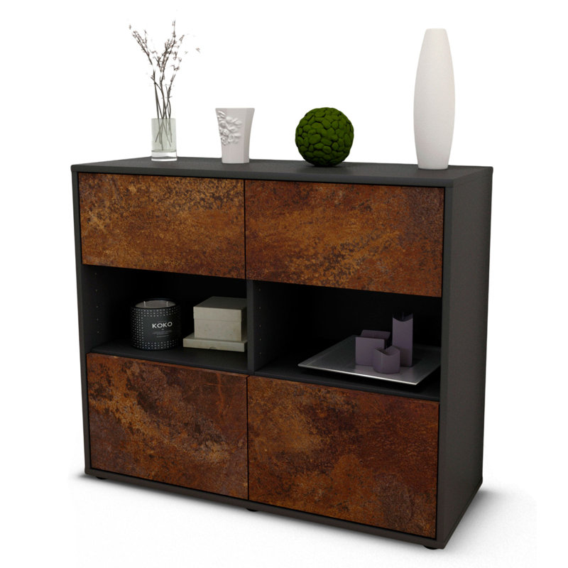 Precita 92cm Sideboard, Anthracite/Rust