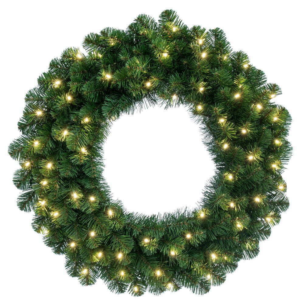 Pre-Lit Fir Christmas Wreath, 30" W x 30" H