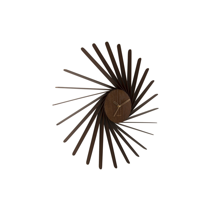 Wood Wall Clock, Dark Wood/Gold
