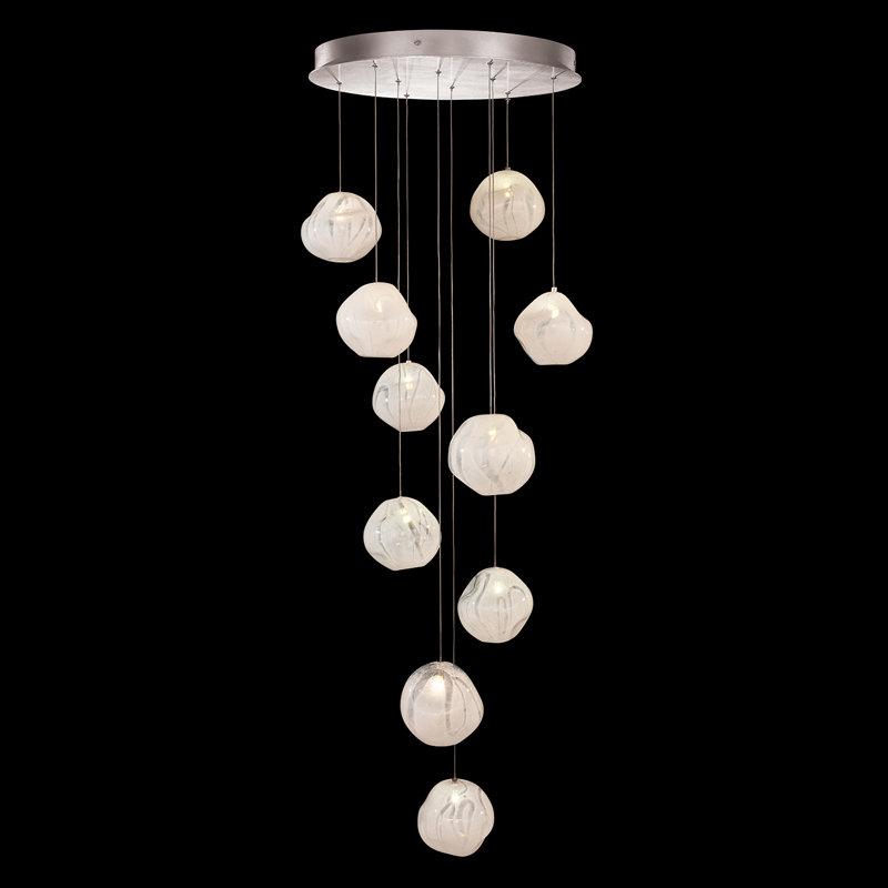 Luminaire suspendu rond 22 po Vesta, Argent