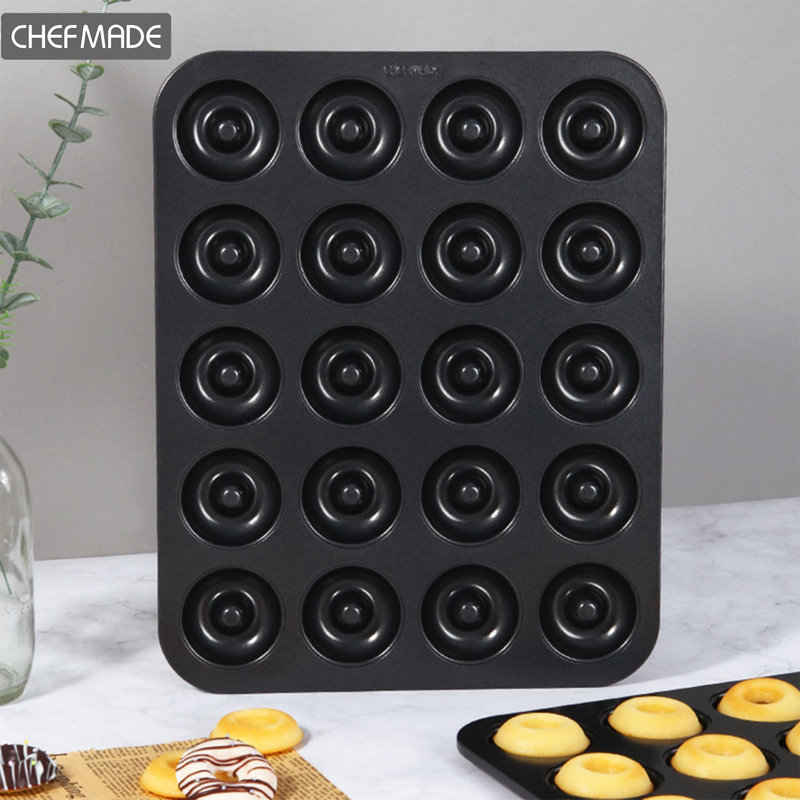 CHEFMADE Donut Pan, Nonstick 20 Cavity Mini Ring Doughnut Baking Pan