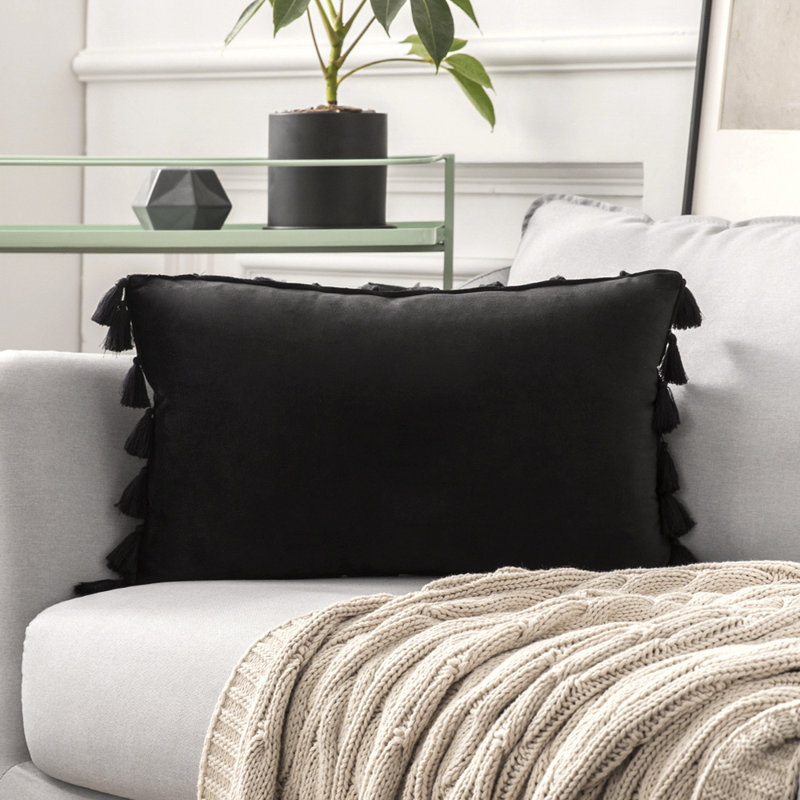 Velvet Pillow, Black, Pillow Cover Only - No Insert