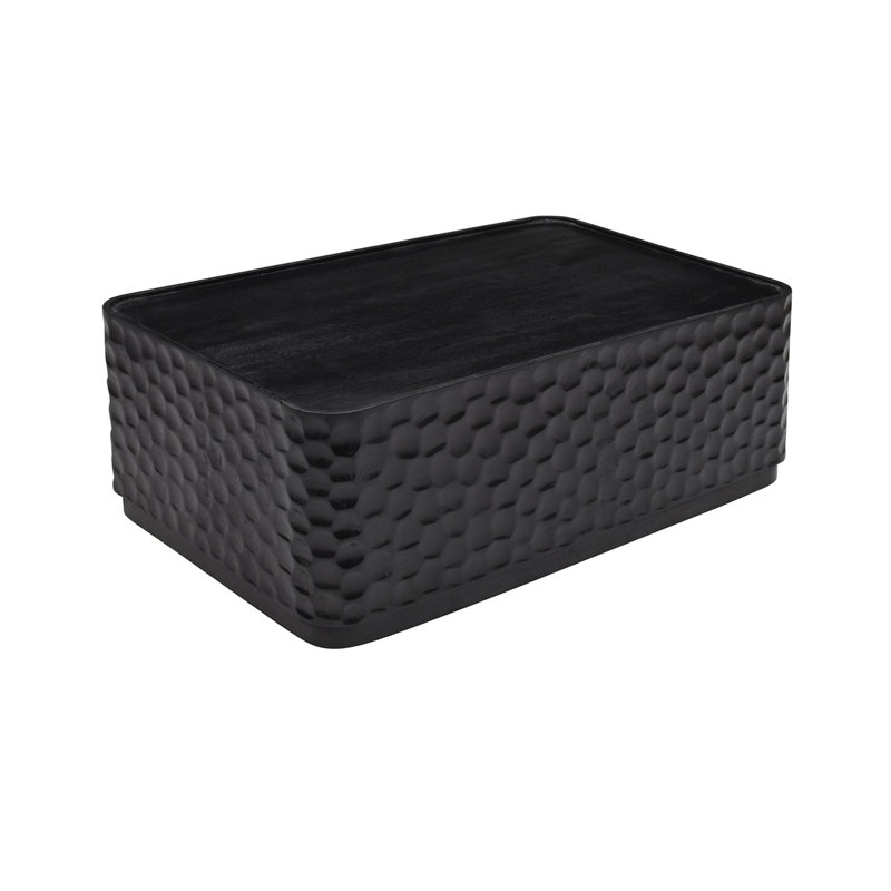 Table basse rectangulaire noire en bois massif, Noir