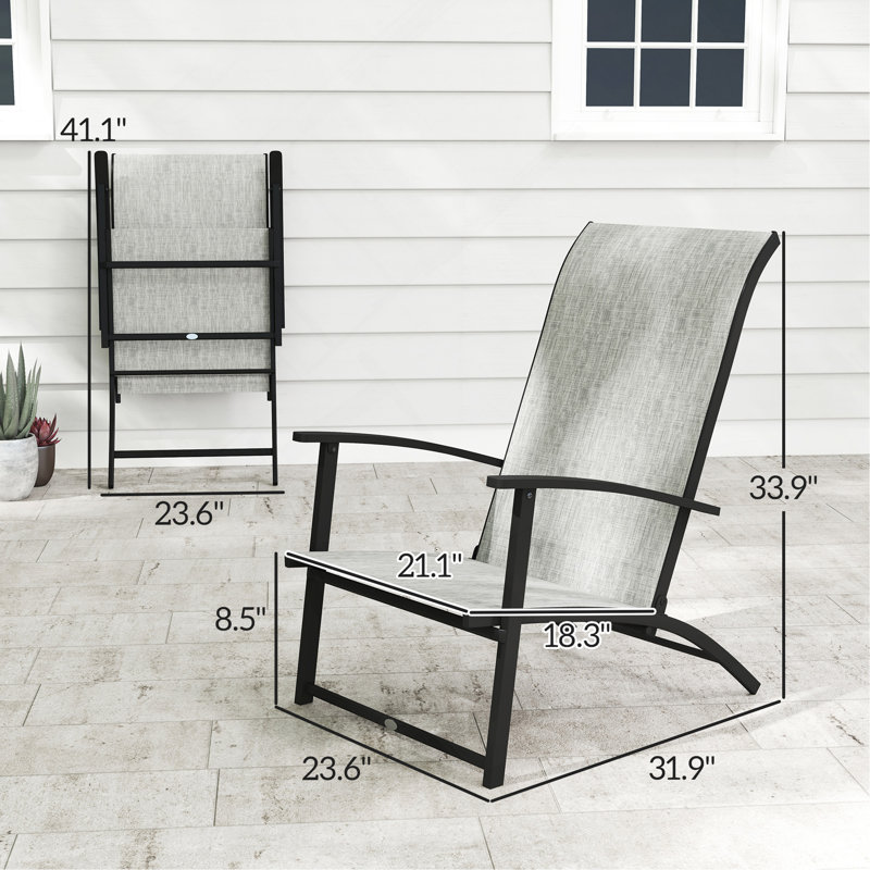 Ensemble de 2 chaises d'extérieur pliantes, Gris