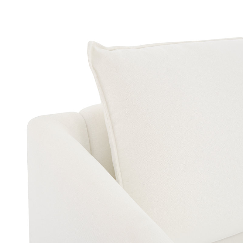 Myshia Modular Reversible U-Shaped Sectional Sofa with Double Ottoman Linen Couch with Storage Seat, White 100% Linen