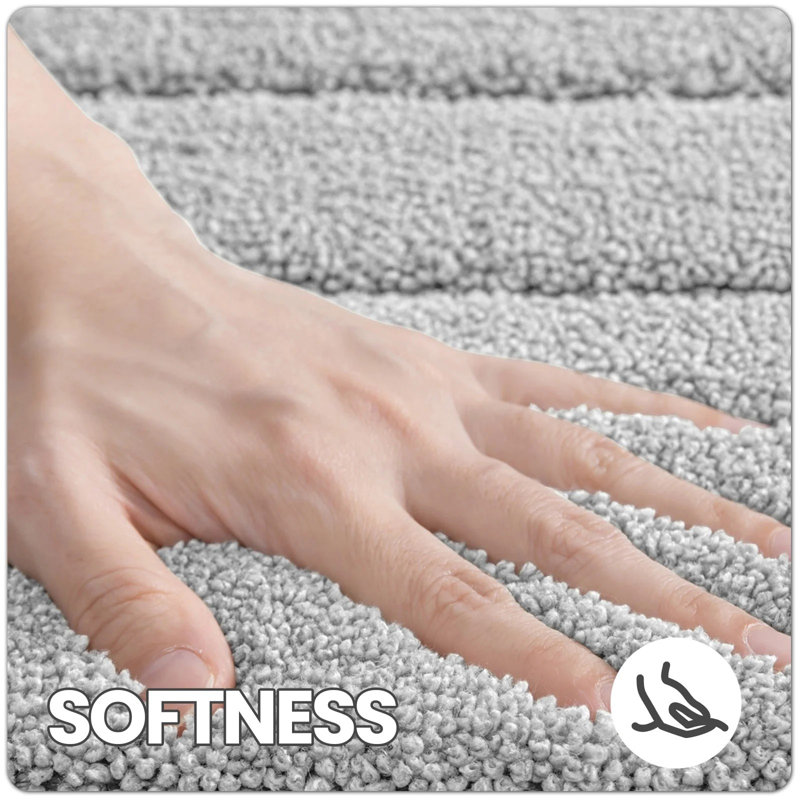 Tapis de bain avec envers antidérapant, Simple - L 35,5 po x l 24 po, Gris clair