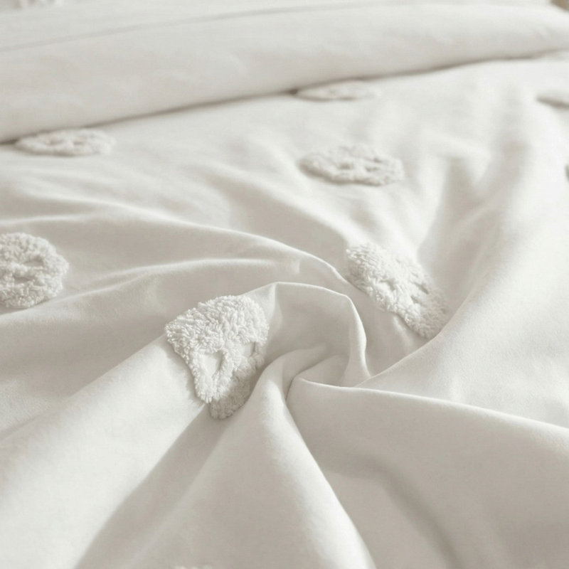 3Pcs White Tufted Skull ULTRA SOFT Reversible Bedding Set Duvet Cover Set Quilt Cover With Pillowcases
