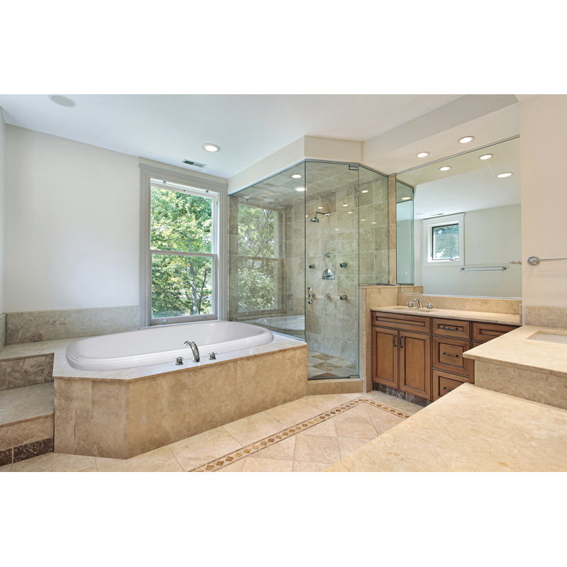 Sylvia 66'' x 42'' Whirlpool Acrylic Bathtub, Biscuit, Polished Nickel