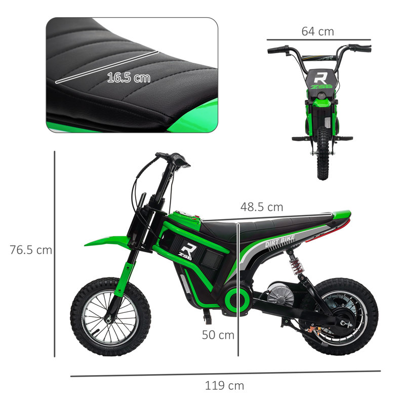 HOMCOM 24V Motorcycles Battery Powered Ride On, Green