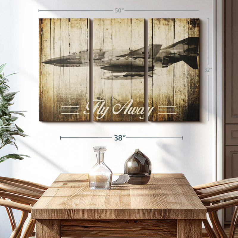 " Rustic F-4 Phantom Aircraft ", 32" H x 50" W x 1.25" D