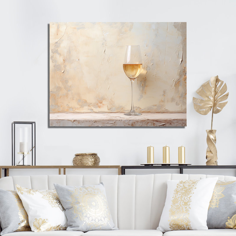 " Minimalism Wine Champagne ", 24" H x 32" W x 1" D, Wrapped Canvas