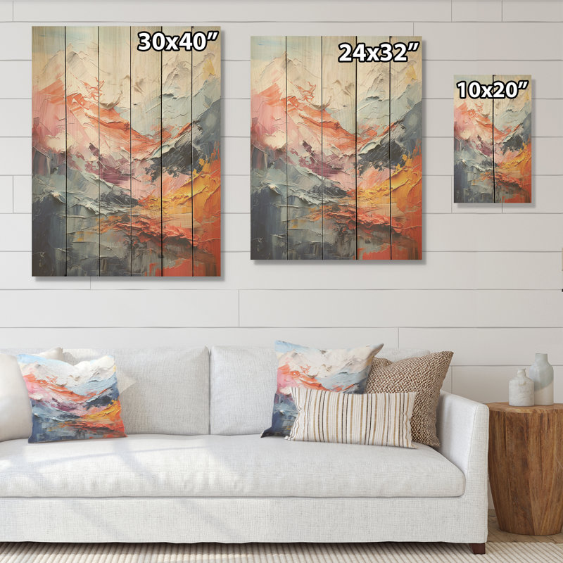 Combinaison de pics de tranquillité - montagnes, art sur bois de pin naturel, H 20 po x l 10 po