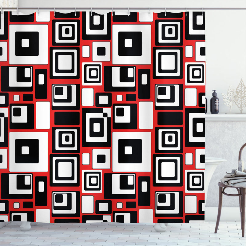 Abstract Shower Curtain with Hooks Included, 75" H x 69" W
