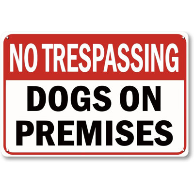 Dog on Premises Signs for Fence - 12 x 8 inch Metal No Trespassing Signs for Private Property, Gate, Yard, Home, Farm, Outdoor, Waterproof and fade-resistant