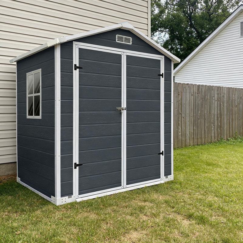 Remise de rangement extérieure en plastique l 6 pi x P 4 pi avec porte verrouillable et plancher (24 pieds carrés)
