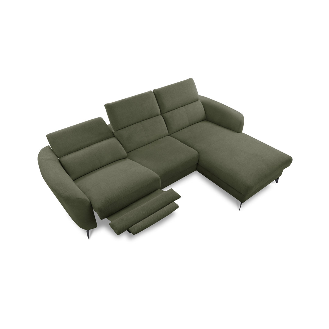 Brighton Power Reclining Corner Sofa with Adjustable Headrests in Chenille Fabric