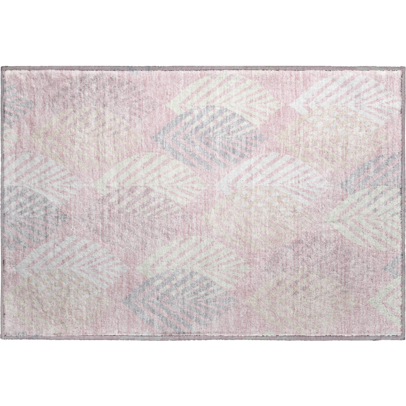 Premium Machine Washable Prisco Pink Rug, Rectangle 1'8" x 2'6"