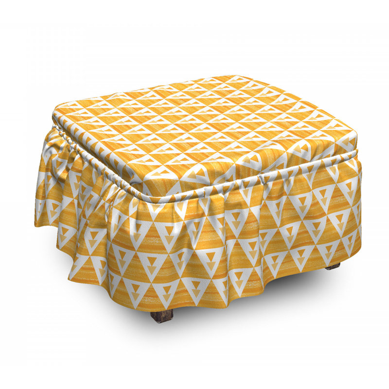 Housse pour triangulaire abstrait repose-pieds, Orange de triangles abstraits / blanc