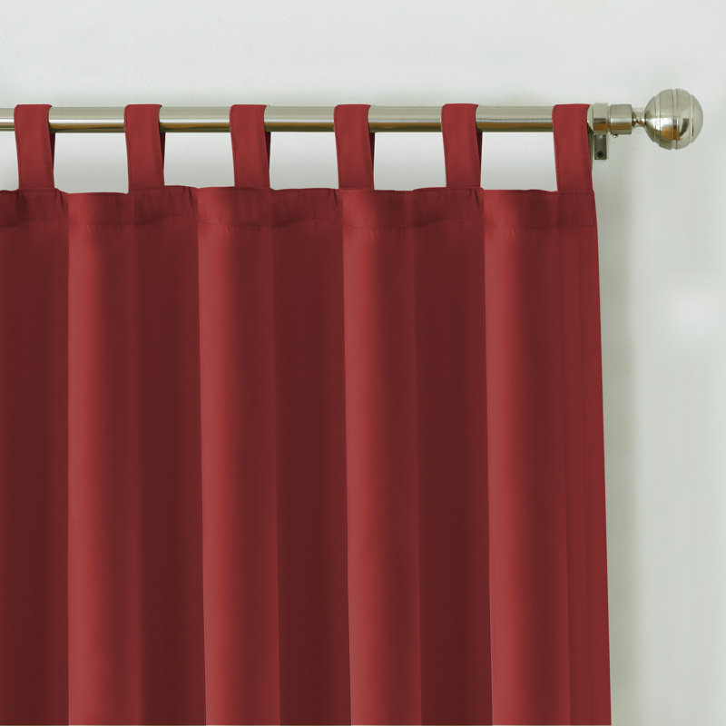 Jarret Solid Room Darkening Indoor/Outdoor Tab Top Single Curtain Panel, 52"W x 108"L, Red