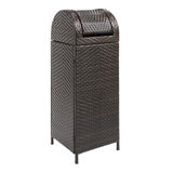 Darla All-Weather Wicker/Metal Swing Top Hideaway Outdoor Trash Can