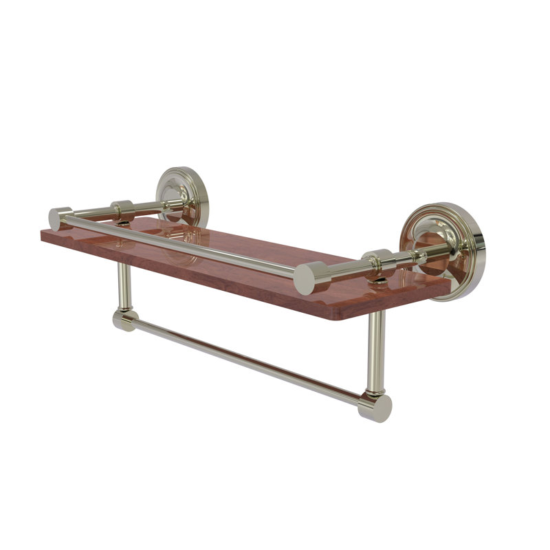 Alcott Bracket Shelf with Towel Bar, Polished Nickel, 5" H x 16" W x 5" D