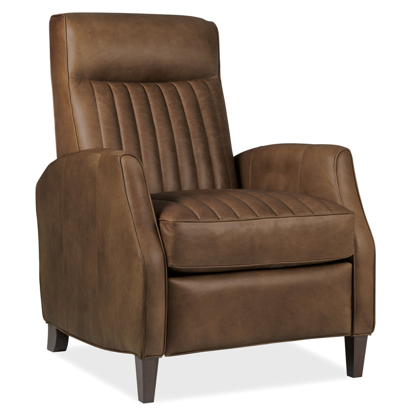 Denver Push Back Recliner, Brown Top Grain Leather