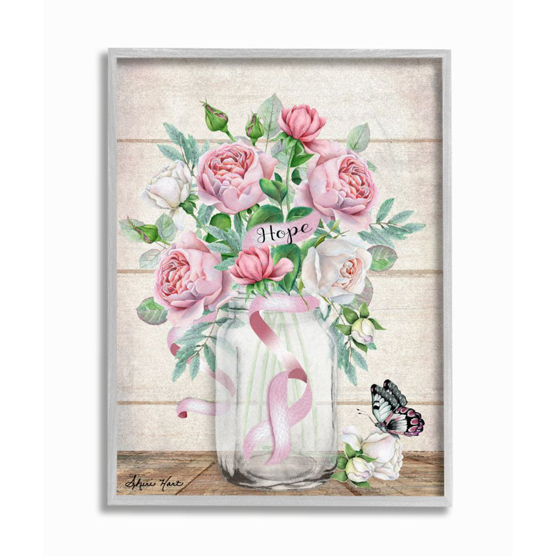 « espère-pot papillon rose », reproduction d’art, H 16 po x l 20 po x P 1,5 po, Estampe numérique Farmhouse