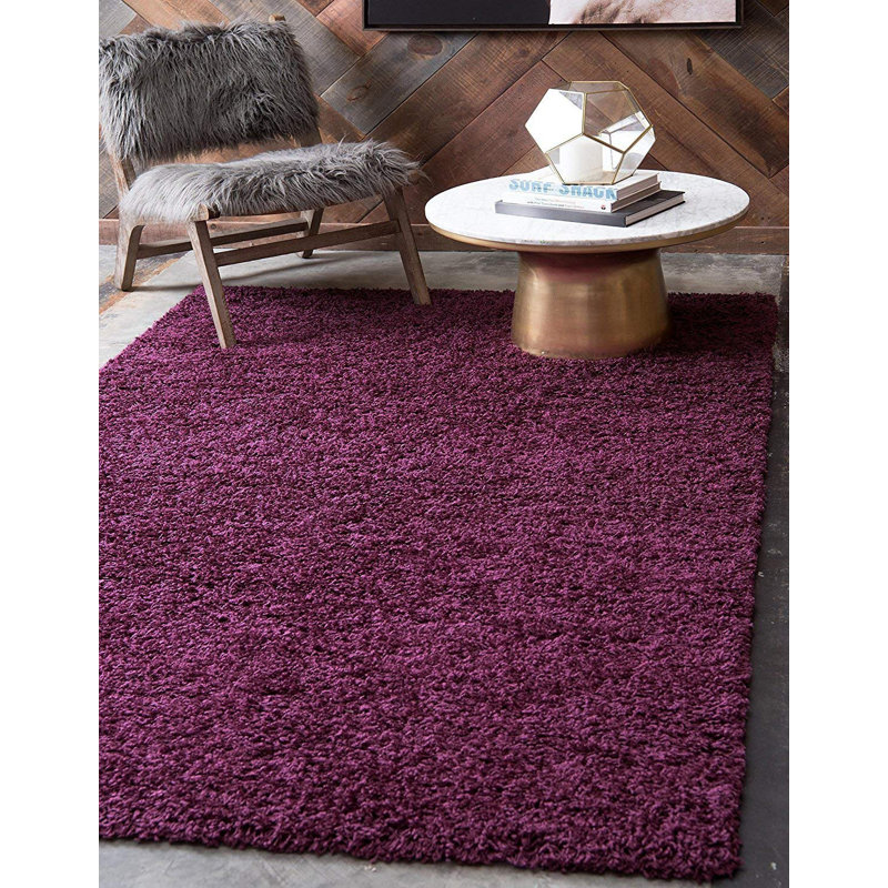 Annielaurie Solid Colour Shag Area Rug, Rectangle 110 x 160cm