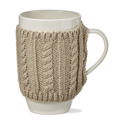 Cartwright 16 oz. Tasse en porcelaine blanche avec détails de chandail en coton tricoté