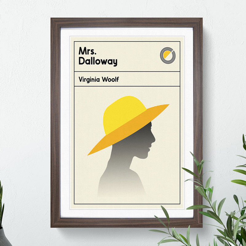 Book Cover Mrs Dalloway Virginia Wolf - Picture Frame Graphic Art, 90cm H x 65cm W x 2cm D, Walnut