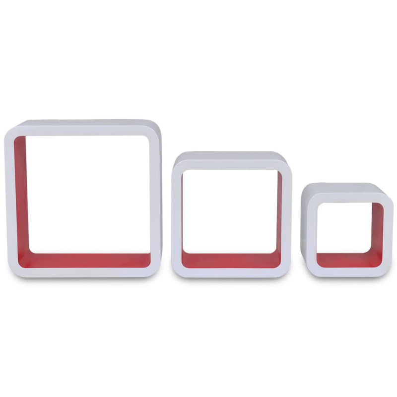 Parnassus 3 Piece Floating Shelf, White/Red