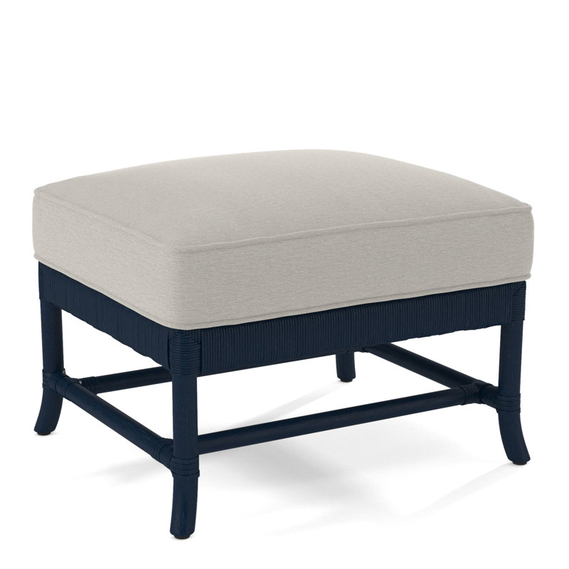 Lafayette Ottoman, Navy, White Performance Fabric; 0851-94