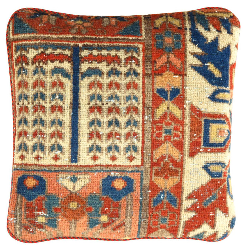 Oreiller de tapis rétro noué à la main 20 po Pasargad