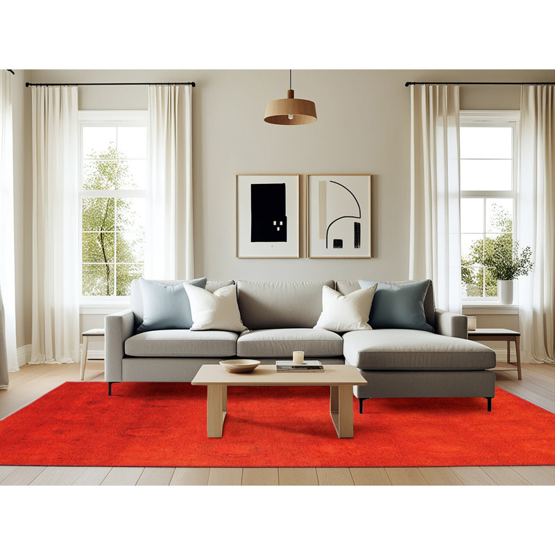 Tapis de style oriental rouge, Rectangle 6 pi x 9 pi