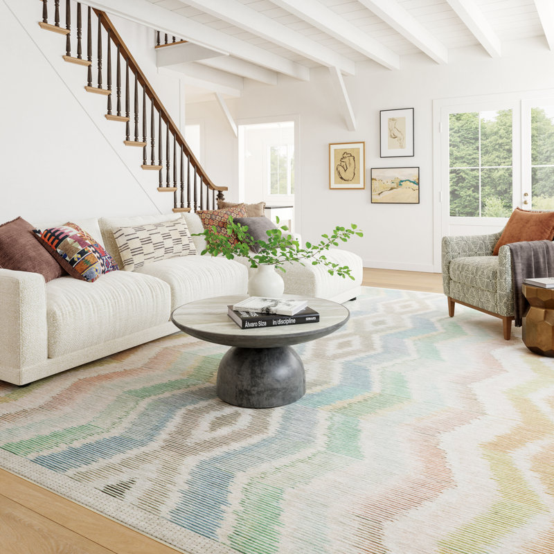 Zarek Novelty Chevron Machine Washable Rug, Rectangle 8'6" x 11'6"